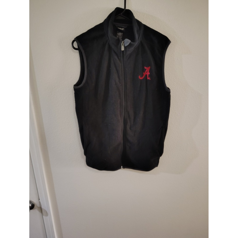 Gen2 Alabama Crimson Tide Fleece Vest Mens Medium Black Full Zip NCAA Bama Logo